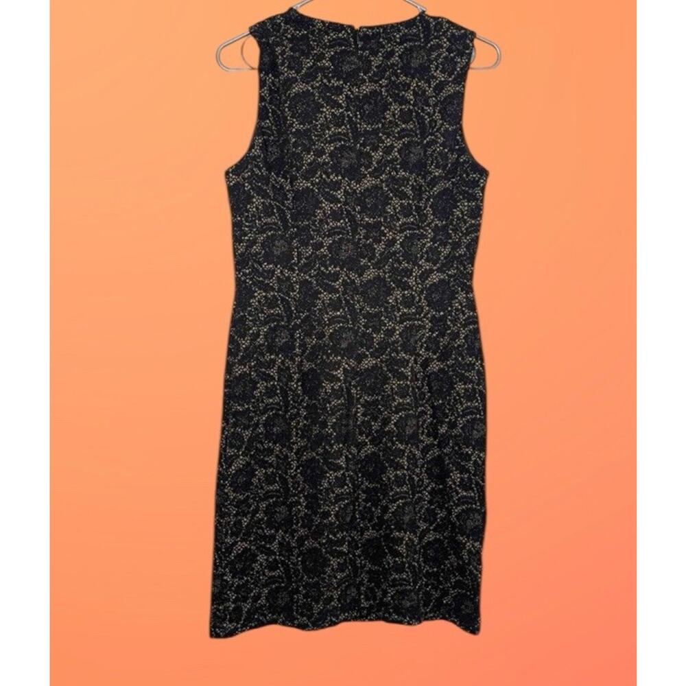 J. McLaughlin Black Gold metallic Lace Sleeveless Knee Length Sheath Dress S 2 4 - Picture 9 of 12